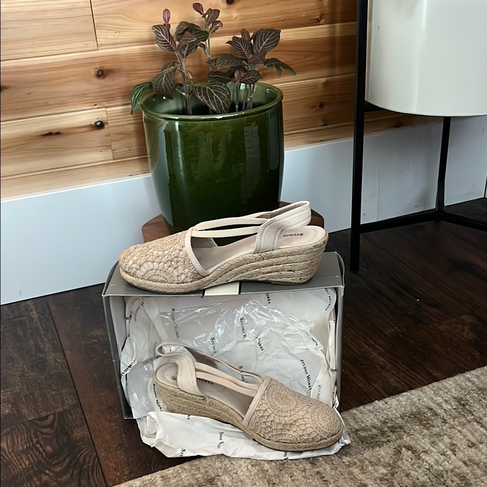 Studio Works Tan Espadrilles with Jute Sole